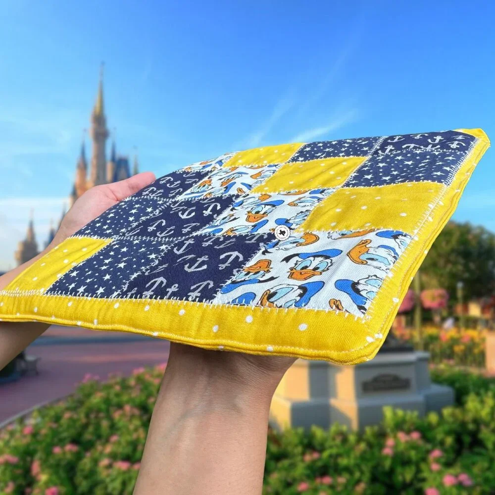 Handmade Quilted Donald Duck Zipper Sleeve for iPad, Book with Wristlet